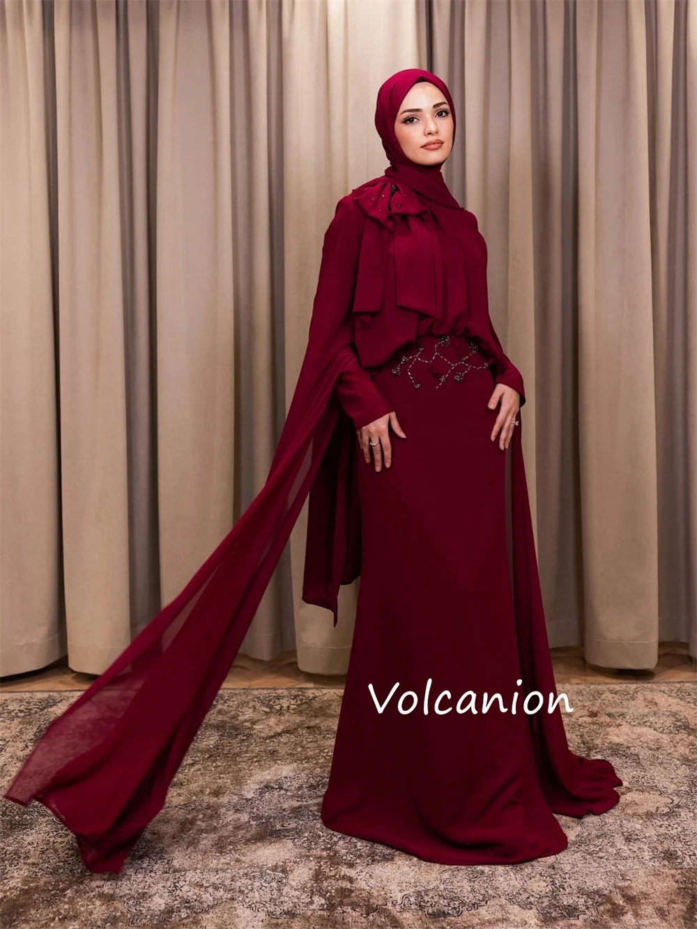 Customized Classic Jersey Pleat Sequined Mermaid O-Neck Long Prom Dresses Bespoke Occasion Celebrity Simple