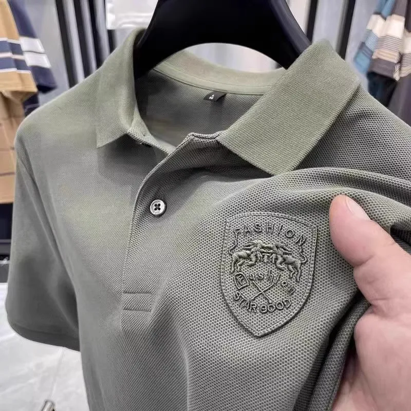 

Men's Quick Dry Ice Silk Short Sleeve Shirt Summer Fashion Slim Fit Turn-down Collar Half Sleeve Modal Male Garment