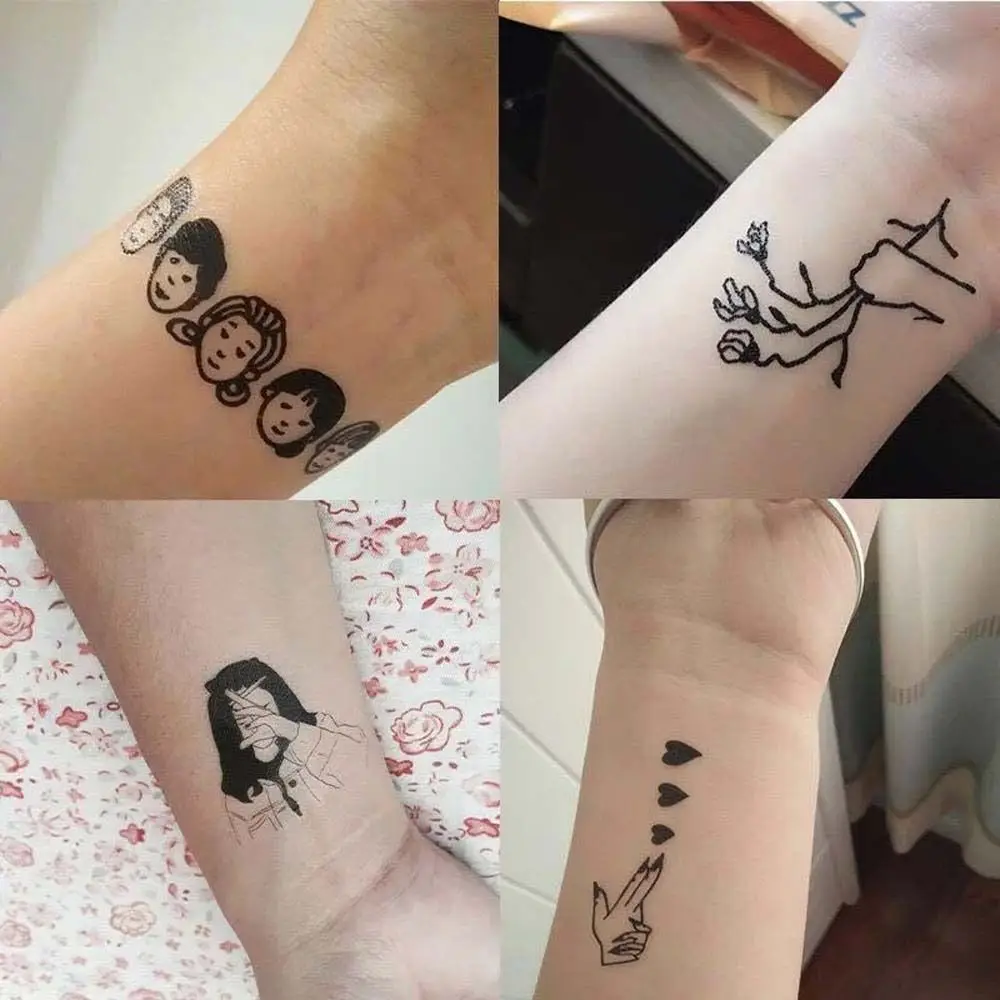 Tatuagem Temporária Adesivos, Tatuagem De Flor Falsa, Festa De Maquiagem, Braço, Pé, Ferramenta De Beleza, Arte Corporal, Preto