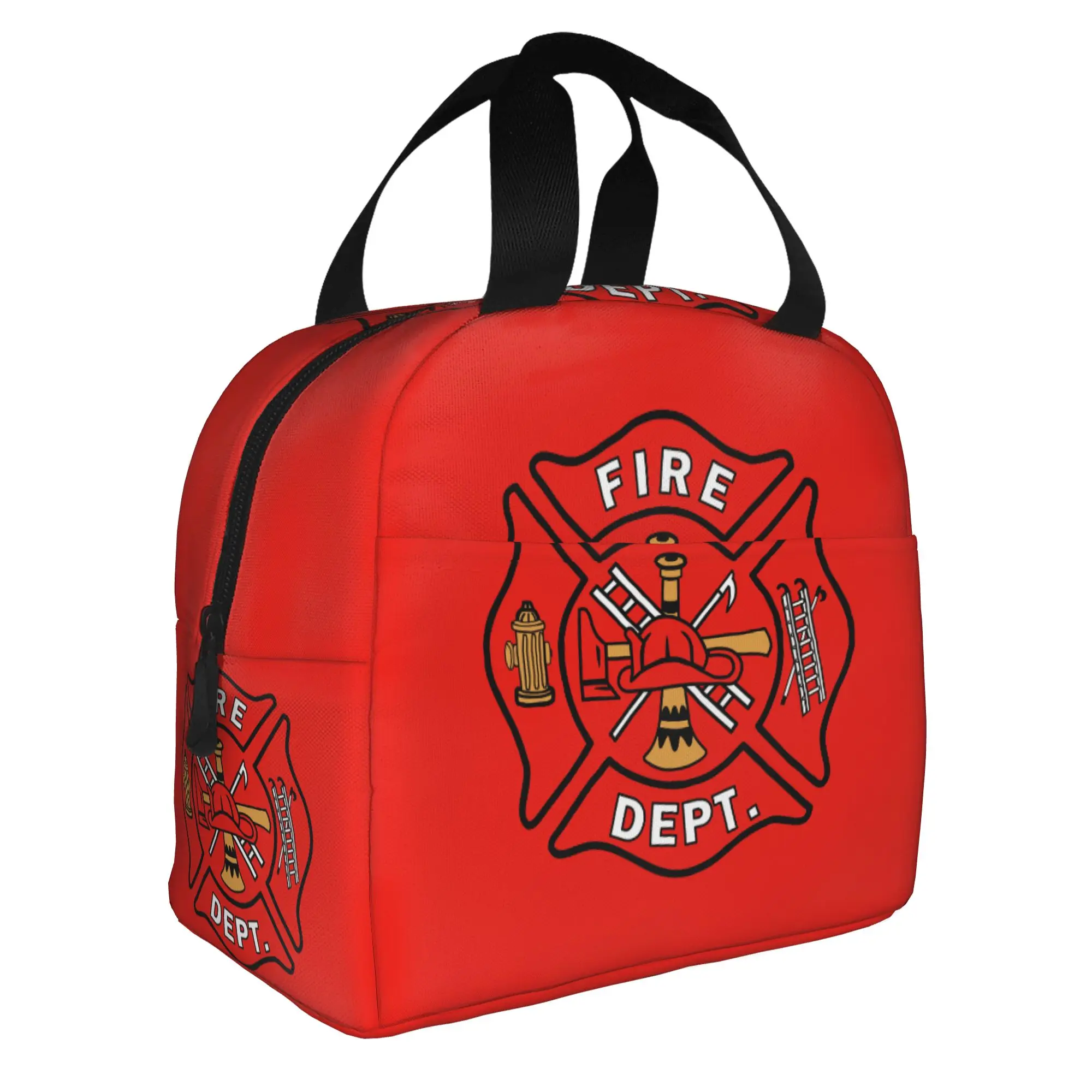 Firefighter Department Logo Insulated Lunch Bag for Women Resuable Fireman Fire Rescue Thermal Cooler Lunch Tote School