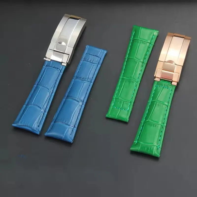 สายนาฬิกาหนังลายจระเข้สีดำ เขียว น้ำเงิน น้ำตาล สำหรับนาฬิกา Rolex SUBMARINER Yacht-Master DAYTONA GMT ขนาด 20 มม.