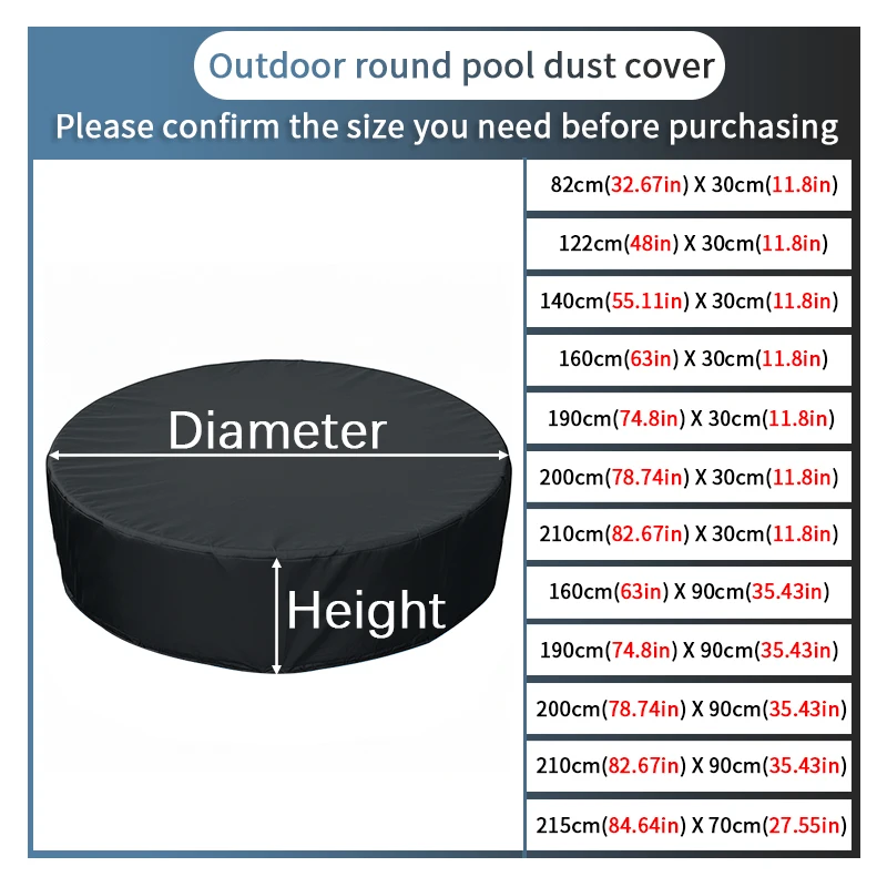 Portable Waterproof Foldable Round Pool Cover Dustproof Insect Resistant for Inground Pool Protector Dust Cover Boat Accessories
