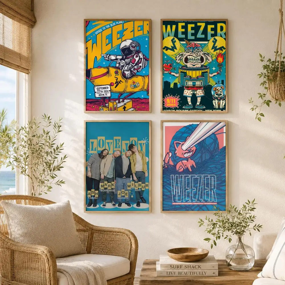 Rock Band W-weezer Painting Calligraphy High-Quality Canvas Wall Mural Crease-Free For Living Room Bedroom Interiors