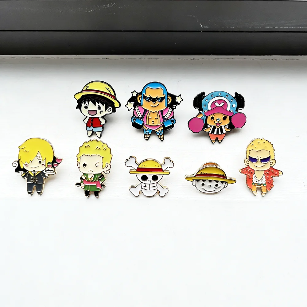 8 Pcs One Piece Anime Roronoa Zoro & Monkey D. Luffy Cosplay Badges Brooches Collectible Comic Lapel Jewelry for Backpack - view 6