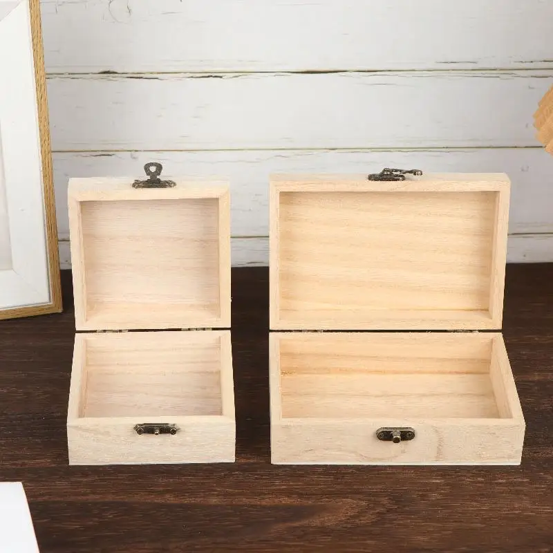 1/3 piezas de caja de almacenamiento de madera estilo rústico vintage con tapa con bisagras, caja organizadora para adornos, decoración del hogar, manualidades, arte y pasatiempos.