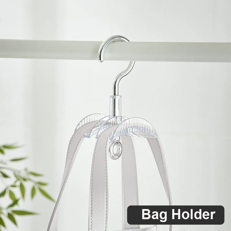 Rotating Hanger Hook Closet Handbag Holder For Bags Hanging Belt Scarf Hanger Space Saving Wardrobe Hanging Organizer Bag Hanger