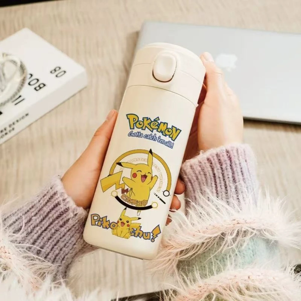 MINISO名創優品 ポケモン ピカチュウ 可愛い魔法瓶 大容量 学生用水筒 ステンレス製真空断熱水筒 大人学生向け