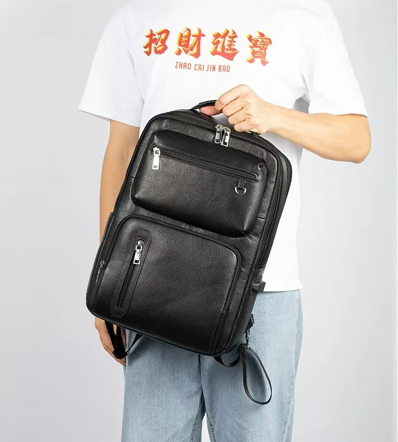 

2026 Новый бренд, мужские рюкзаки из натуральной кожи, модный студенческий рюкзак из натуральной кожи для мальчиков, роскошная деловая школьная сумка для ноутбука