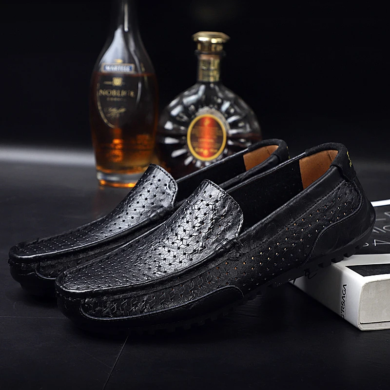 

Summer Classic Men Casual Shoes Brand Formal Business Fashion Genuine Leather Breathable Outdoor Walking Loafers Shoe Large Size