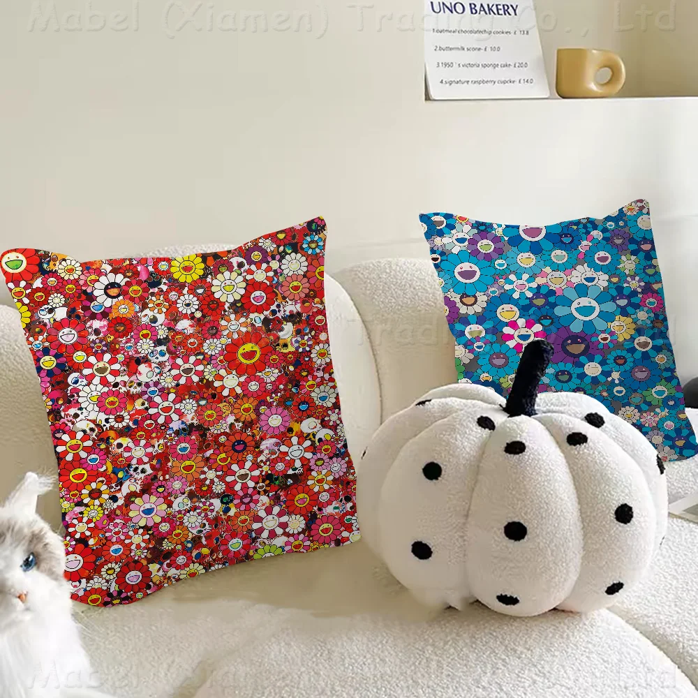 Cute T-Takashi Flowers M-Murakami Pillow Cover Sofa Cushion Cover Home Room Decoration Children Gift