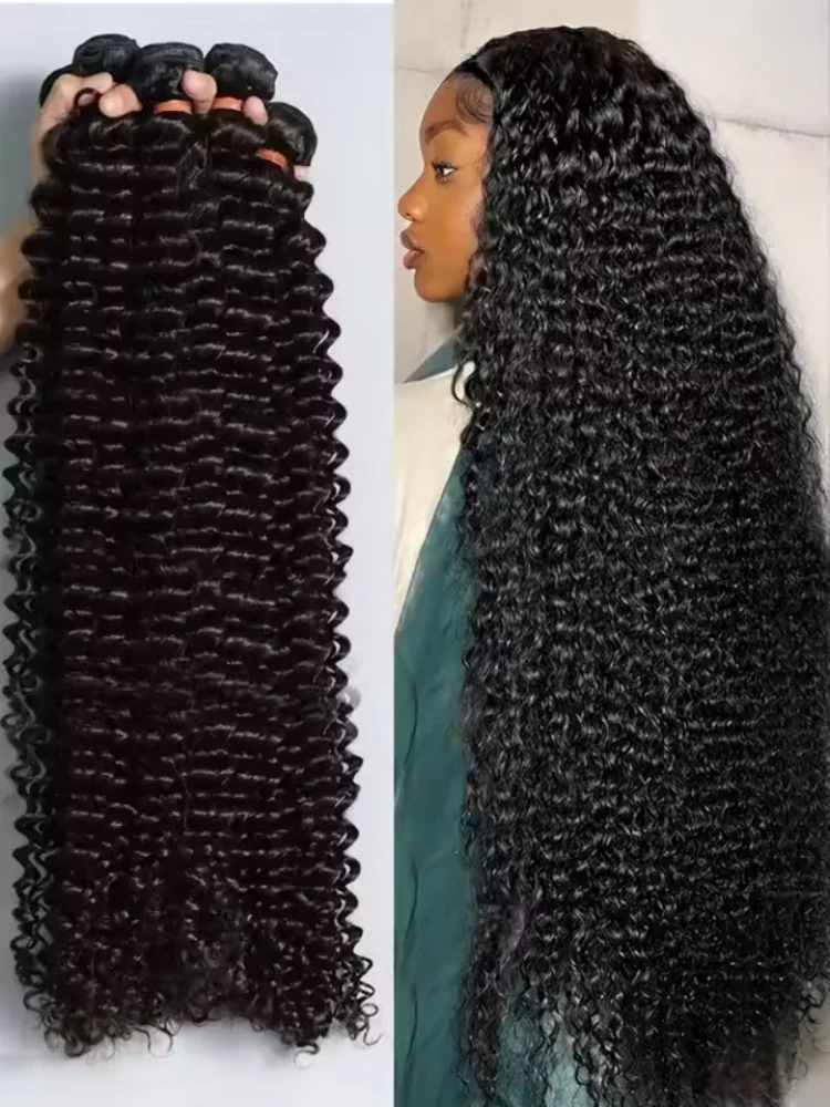 30-40 Zoll Lockige 3-4 Bündel Loose Wave Weave Bundles Echthaar-Bündel Deep Wave Echthaar Rohe Haarverlängerungen Doppelt Gewebt