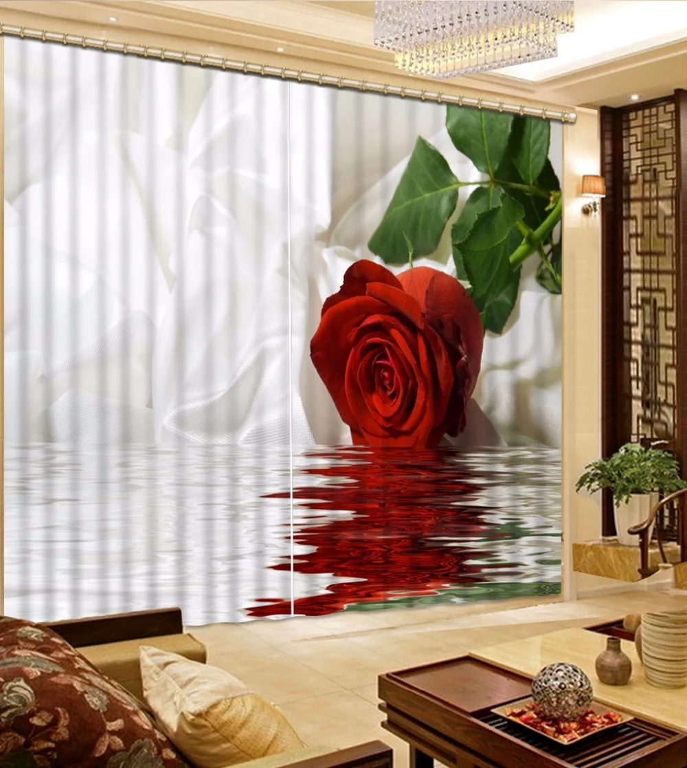 3D Curtain Photo Customize Size Silk Background Roses Curtain Bedroom Living Room Office Cortinas Breakdown Bathroom Shower