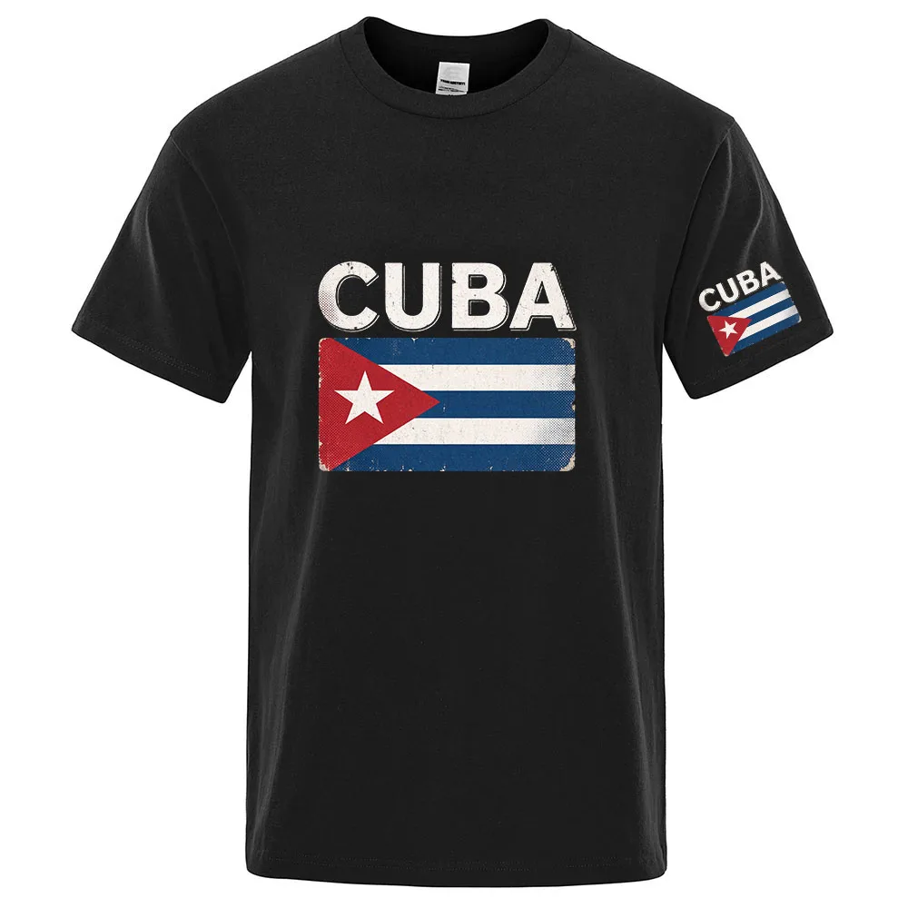 Cuba Flag Logo Print Men's 2026 Summer Men's Premium Antibacterial Best Seller Eye-catching Versatile Short Sleeve T-shirt