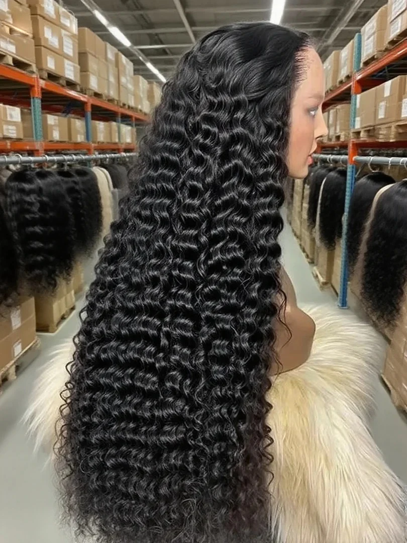 Peluca sin pegamento de onda profunda Wear And Go de 300 de densidad, cabello humano para mujeres 7x5 13x6 Hd, pelucas frontales de encaje rizado en venta de liquidación