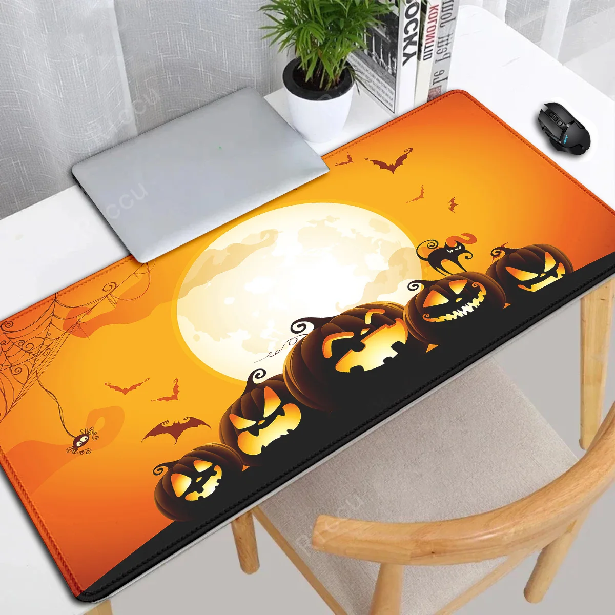 Halloween Pumpkin Bat Desk Mat Extended Gaming mouse pad Large mousepad XXL Keyboard Game Mousepad Office Home Decor Accessories