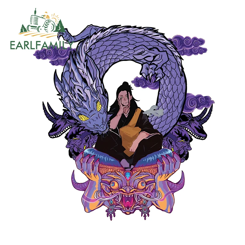 

EARLFAMILY 13 см × 12 см, аниме-наклейки для автомобиля Geto Suguru, персональные Стикеры с крутым рисунком, водонепроницаемые наклейки с изображением прикуса и царапин