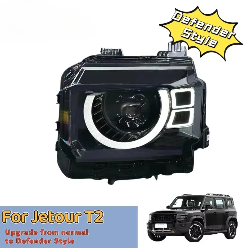 Upgrade LED Headlight Assembly Defender Style For Jetour Traveler T2 LED Headlamp With DRL Plug & Play