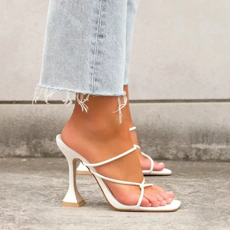 Summer Women Sandals Ladies Shoes Towel Ankle Strap Square Toe Lace-up Elegant Female Sandal Woman High Heels Party Shoes 2022