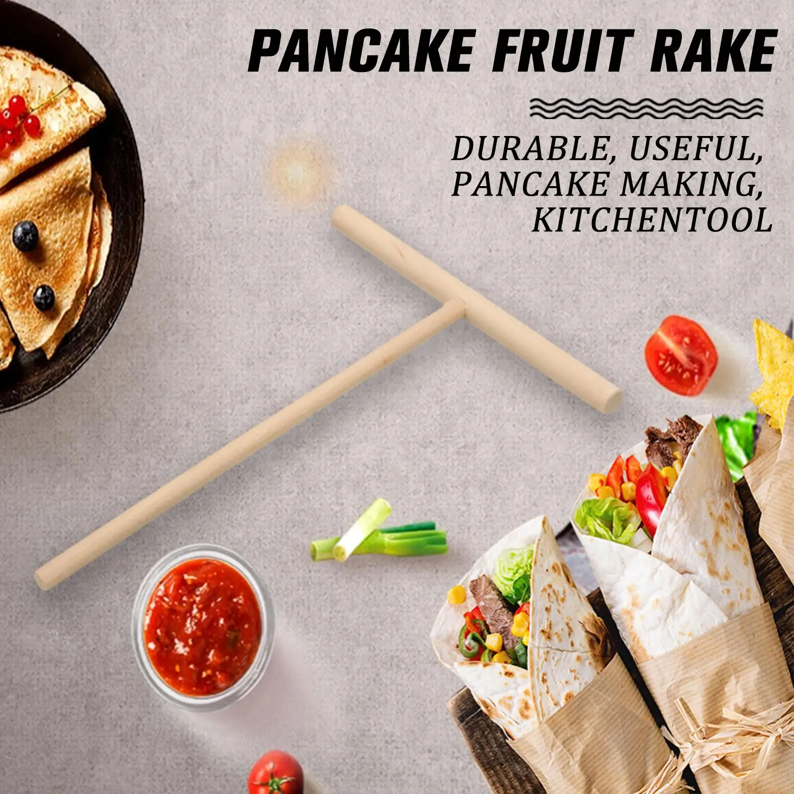 Wooden Pancake Fruit Rake Pancake Wooden Rake Pancake Stand Baking Household Tools Kitchen Kitchen Tools Accessories E6q8
