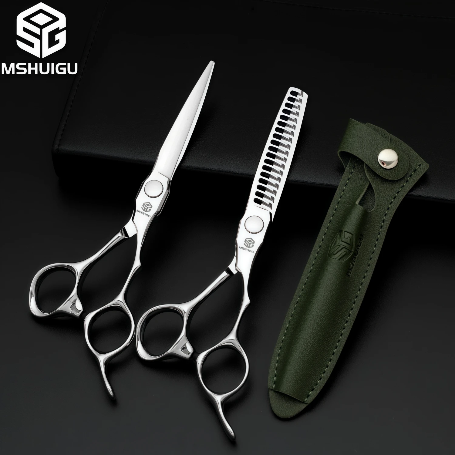MSHUIGU Professionelle Haarstrukturschere, gebogene Klinge, kann Schere, Friseurschere, Werkzeugzubehör, Japan vg10 Stahl, 15,2 cm verschiebbar – Detail 24