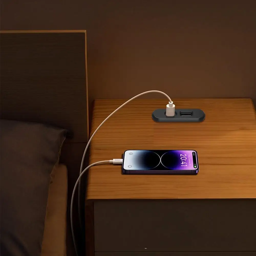 Embedded Table USB Power Socket USB TYPE-C Charger 1.2M Cord Desktop Charge Adapter 5V2A Mini Desktop Power Strip Office