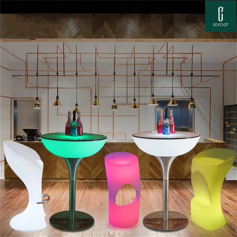 Rechargeable Luminous Coffee Table With Remote Control, Cocktail Table, Chair for Home, Bar, Garden Decoration