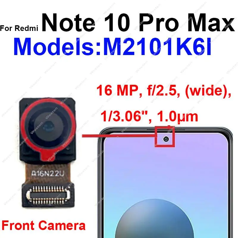 Front Rear Camera For Xiaomi Redmi Note 10 Pro Max Front Selfie Facing Small Camera Big Back Main Ultrawide Camera Flex Cable