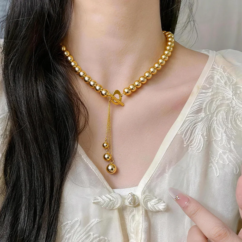 Gold plated Nanyang gold pearl ot love button fringe necklace bracelet female wholesale 9999gold
