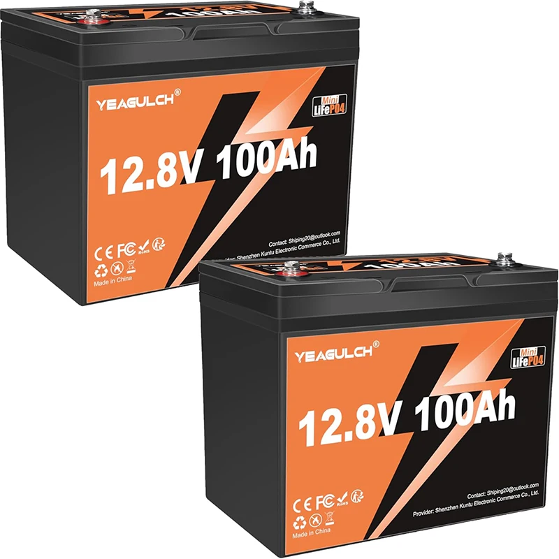 

Yeagulch 12 В 100 Ач Мини LiFePO4 Литиевая батарея Встроенная 100A BMS 1280 Втч Мотоциклетные литиевые батареи Солнечная система RV Рыбалка