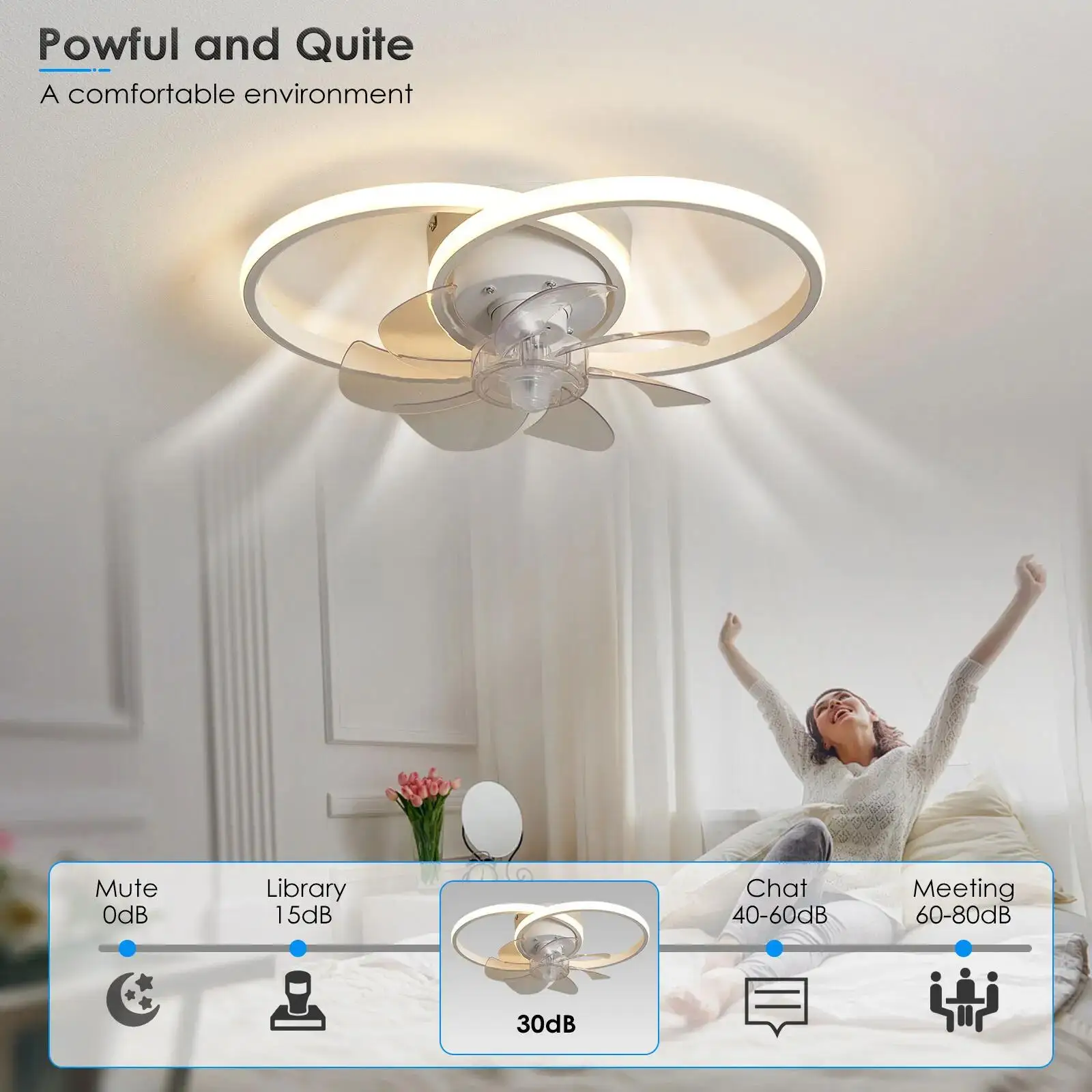 2 in 1 Modern Smart Ceiling Fan Bedroom Ceiling Fan With Light And Control Living Room Restaurant Decor Dimmable LED Ceiling Fan