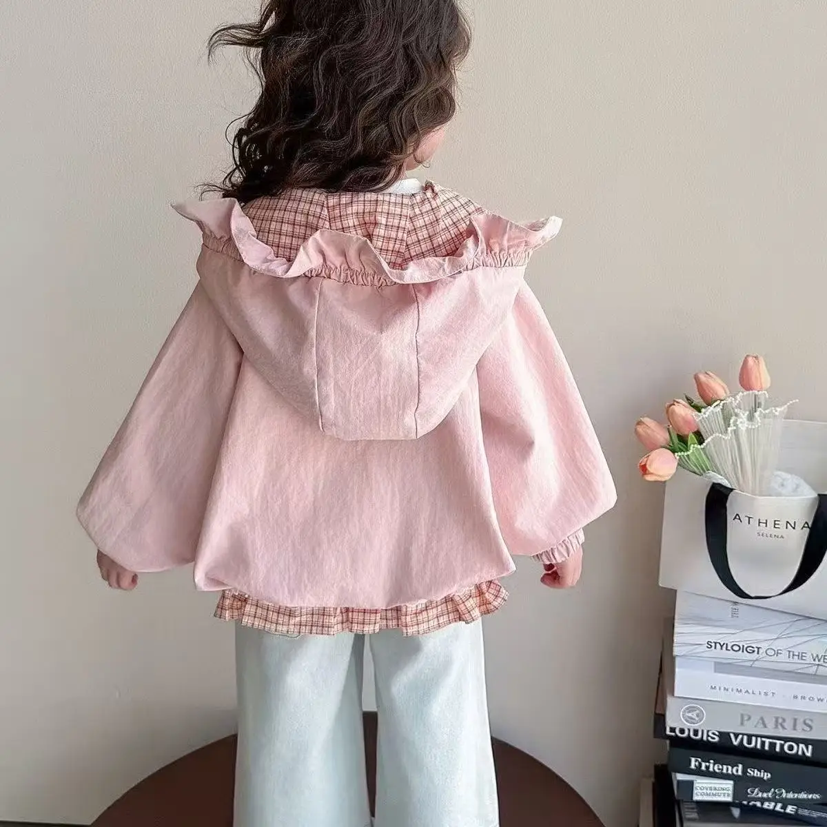 Girls Spring Autumn Jacket 2026 New Color Blocking Zipper Hoodie Kids Korean Style Fashion Coat Outerwear
