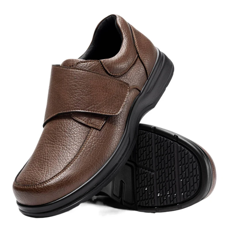 Fitville Men'S Business Leather Shoes Wide Toe Box Casual Oxford Shoes Lightweight Non-Slip Water-Repellent For Swollen Feet