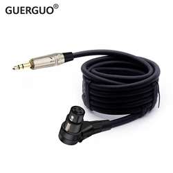3.5mm Stereo Gold Plate Jack to 3Pin XLR Connector 90 Degree Right Angle Female Microphone  Audio Cable Curved Multi-directional