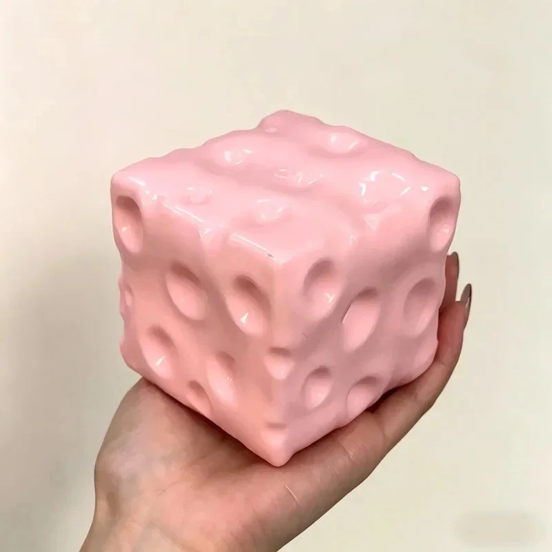 NEW Big Cheese Cube Stress Ball, Shapeable Non-Bounce Squeeze Fidget Toy, Sensory Relief Anti-Stress 6cm Large size