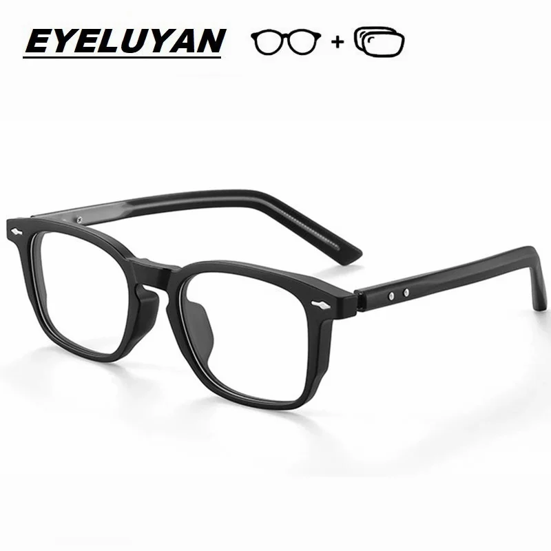 

EYELUYAN Retro Square Men and Women Optical Prescription Anti-reflective Myopia Hyperopia Progressive Formula Eyeglasses