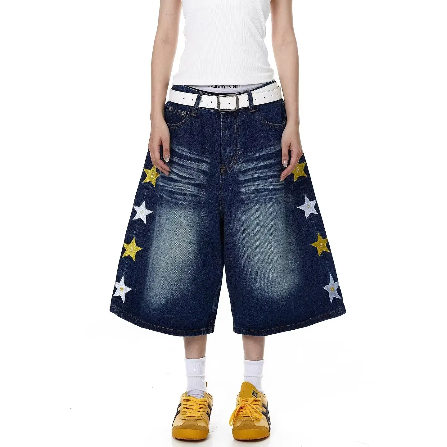 Y2k Baggy Denim Shorts Wide Leg Pants For Women&Men Fashion High Waisted Wash Knee Length Jeans Shorts Oversize Pants 2026 new