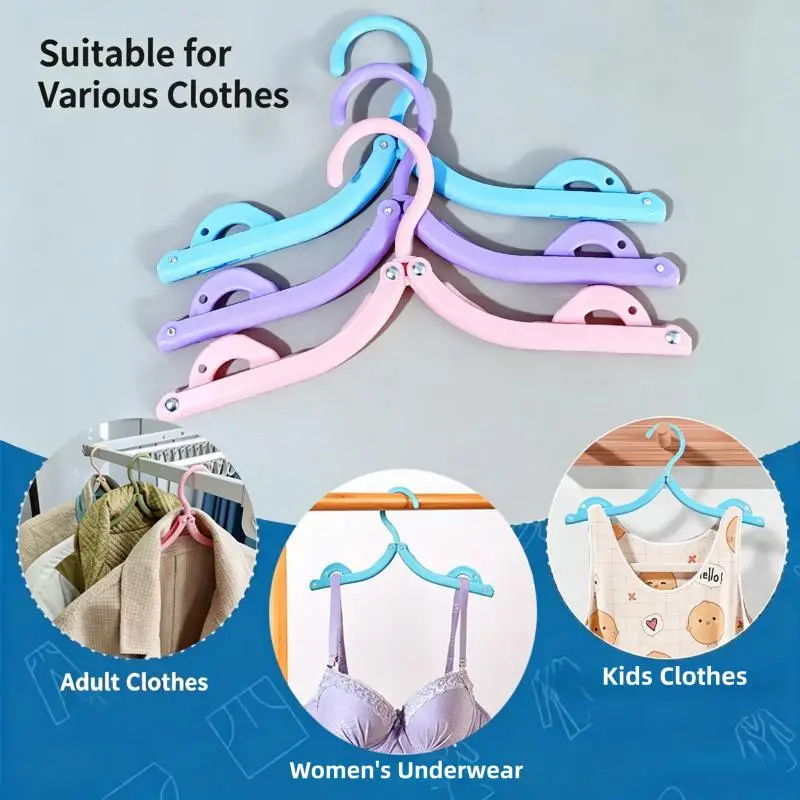 5Pcs/pack Foldable Travel Hangers Multicolor Portable Collapsible Clothes Hangers Space Saving For Business Trip Camping Dorm