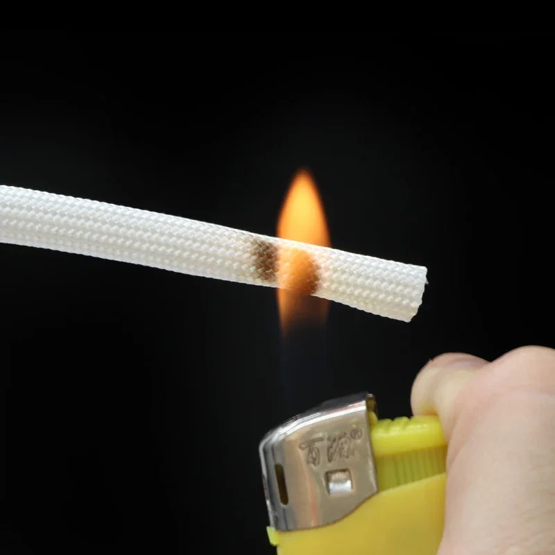 White/Black 600 Deg.C Fiberglass Tube 1mm ~ 40mm High Temperature Chemical Glass Fiber Braided Sleeve Soft Wire Pipe Protector
