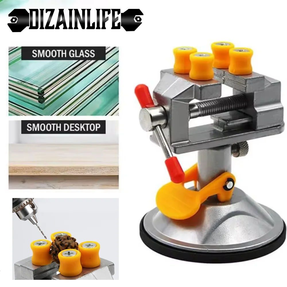 Mini Adjustable Fixed Electric Table Bench Vise Mini Table Bench Vise 360° Rotatable Grinder Rotary Hand Drill Suction Cup