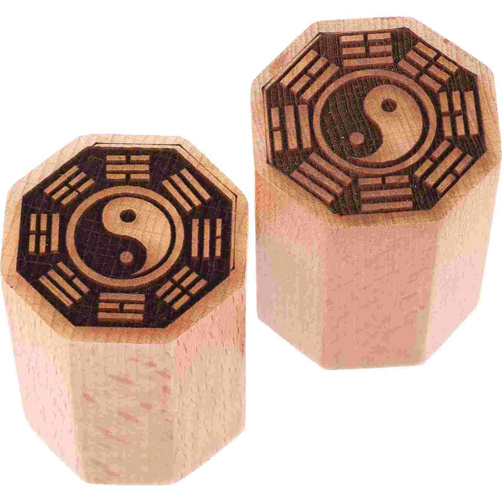 2 Pcs Bagua Seal Steampunk Stamps Carving Traditional Decoration Stamper Chinese Style Decorative Die