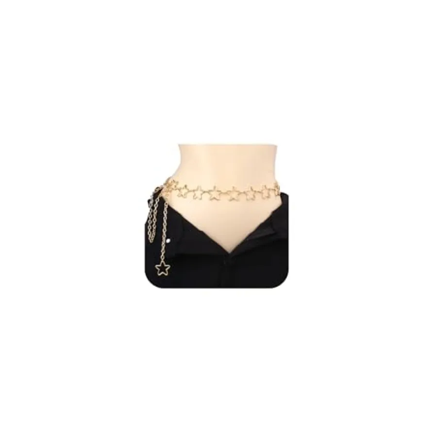 

Silver Gold Chain Belt for Women Fashion Waist Chain Belt Star Butterfly Metal Belt Music Festival Y2K Accessories