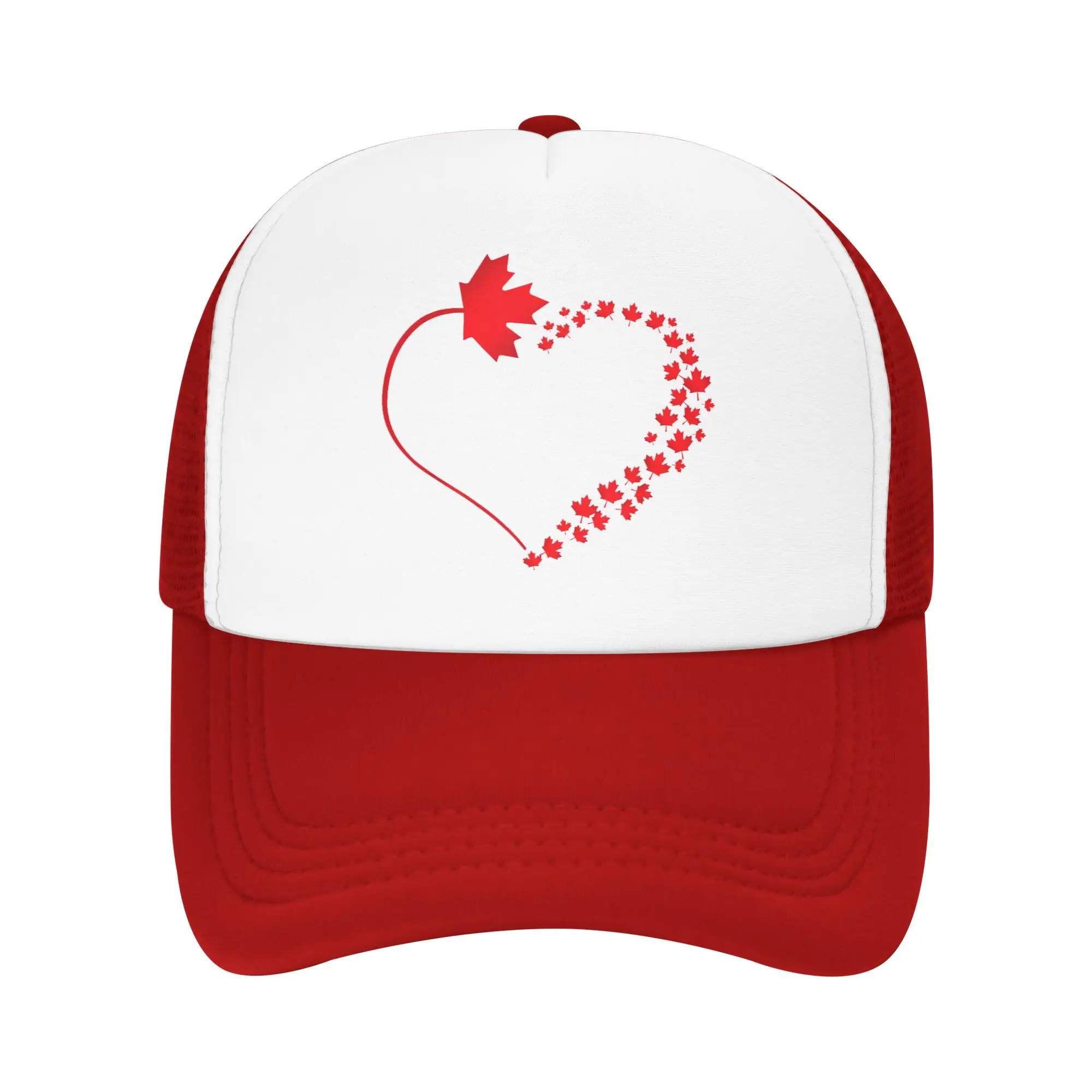 Maple Leaf Heart Canada Canadian Mesh Baseball Cap Adult Hip-Hop Sun Hats  Hat Adjustable Summer Trucker Hats