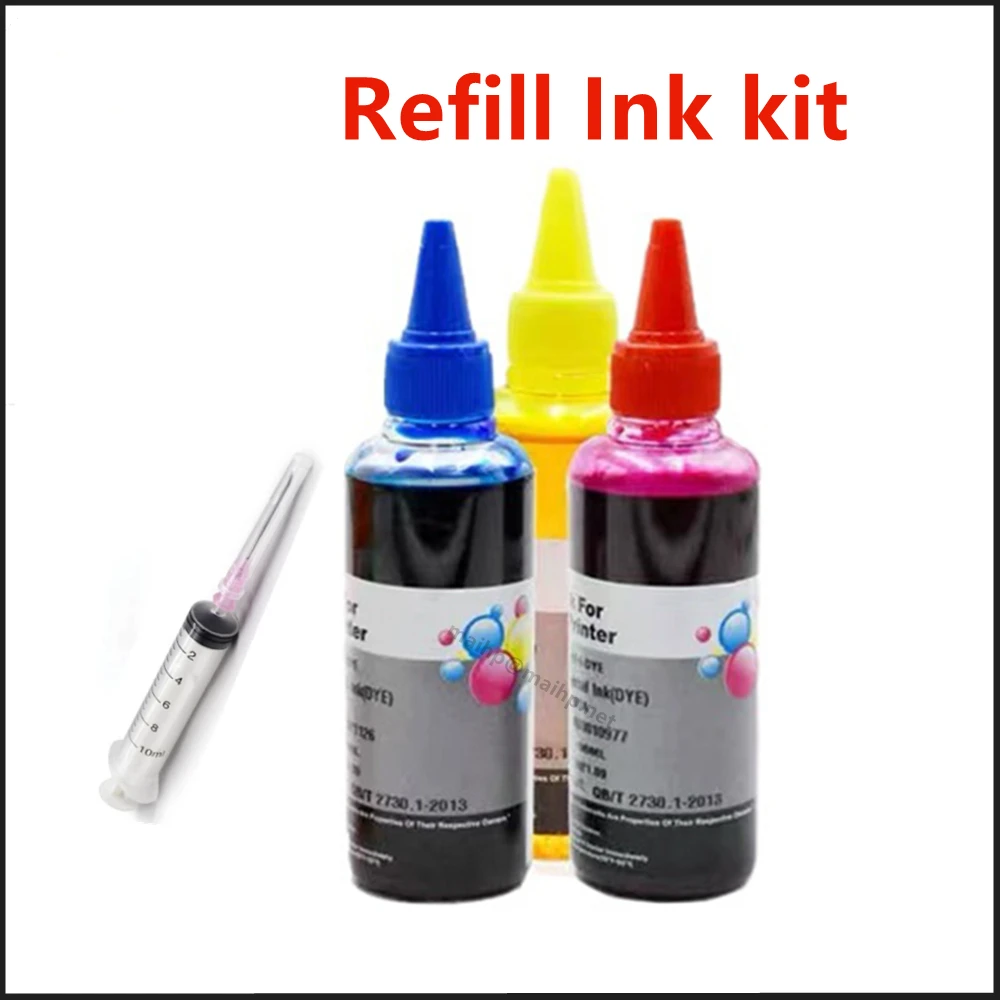100Ml/300Ml Navulbare Refill Inkt Fles Voor Tri-Color Printer Refill Handheld Cartridge Printer Inkt Naald refill Kit