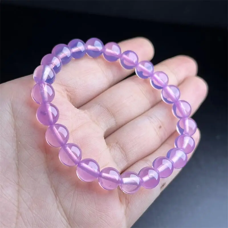 9MM Natural Starlight Pink Gem Bracelet Luxury Jewelry Accessories Quartz Crystal Stone Bangle 1pcs