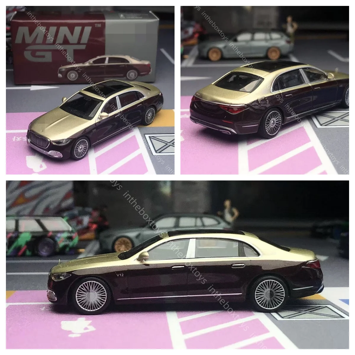 

1/64 НОВАЯ модель автомобиля Mini GT MB S 680, золотая/темная металлическая модель автомобиля