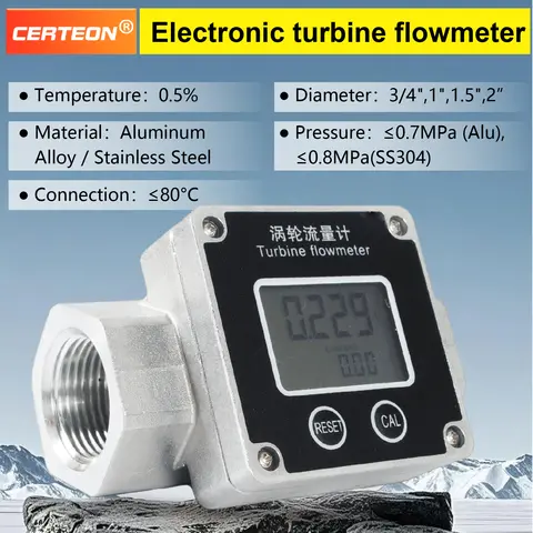 Stainless Steel Aluminum Turbine Flow Meter Threaded 1/2″ 1″ 1.5″ High Accuracy Corrosion Resistant Industrial Flow Sensor