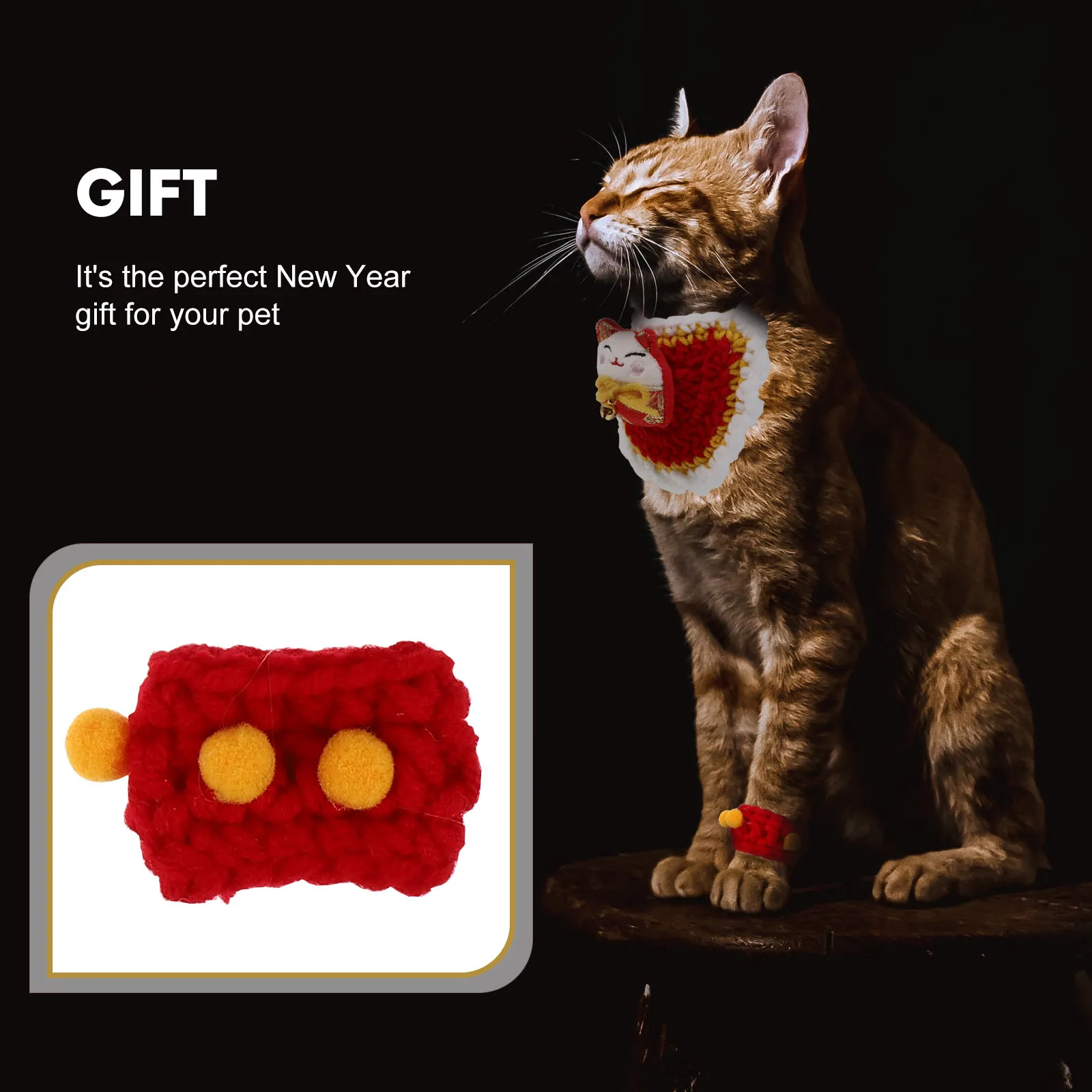 

1Set Pet New Year Bib Gloves Decorative Pet Costume Supplies Fashionable Pattern for Photos Parties Daily Wear