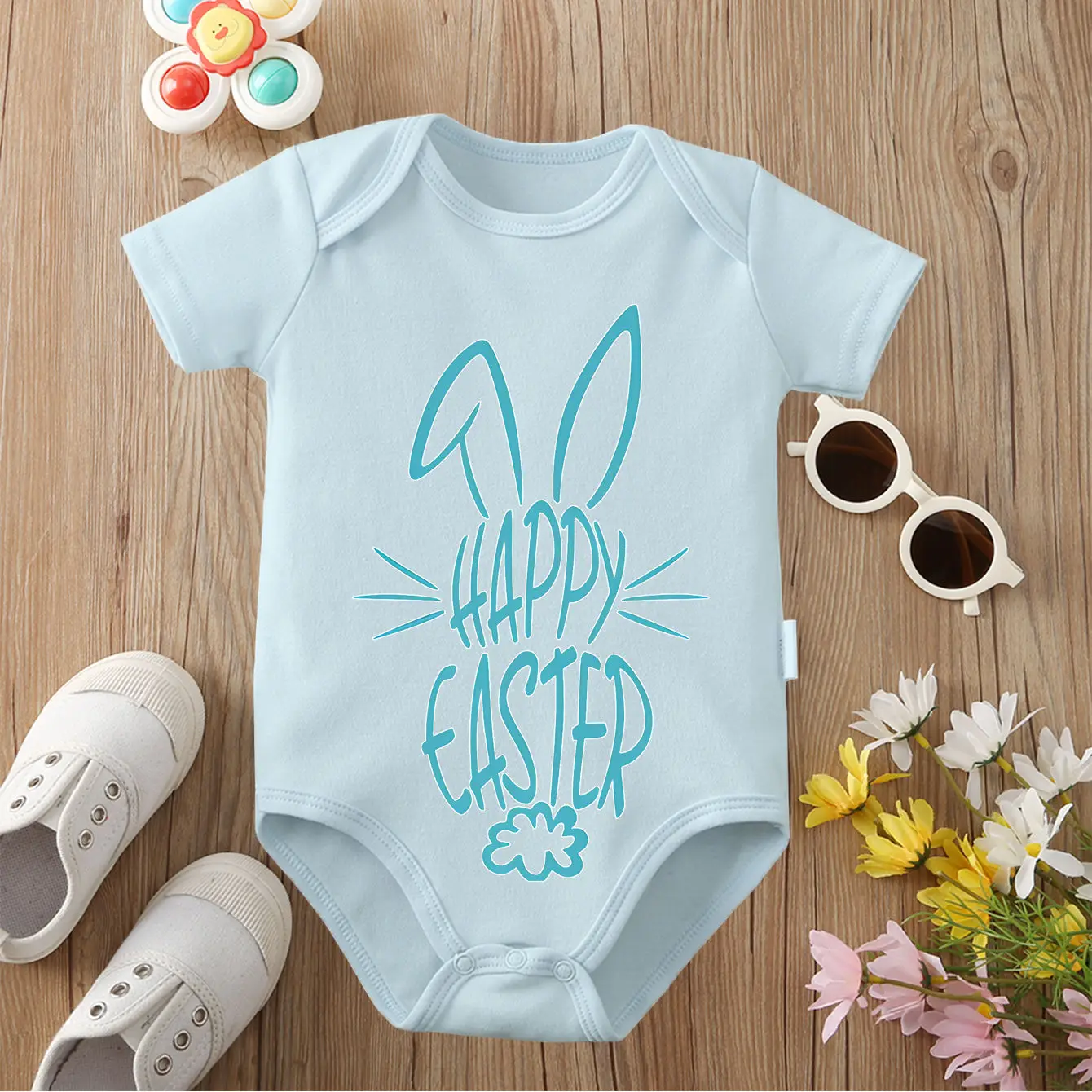 

Боди из чистого хлопка с милым принтом на тему Пасхи, удобная одежда для малышей, комбинезон для новорожденных от 0 до 12 месяцев