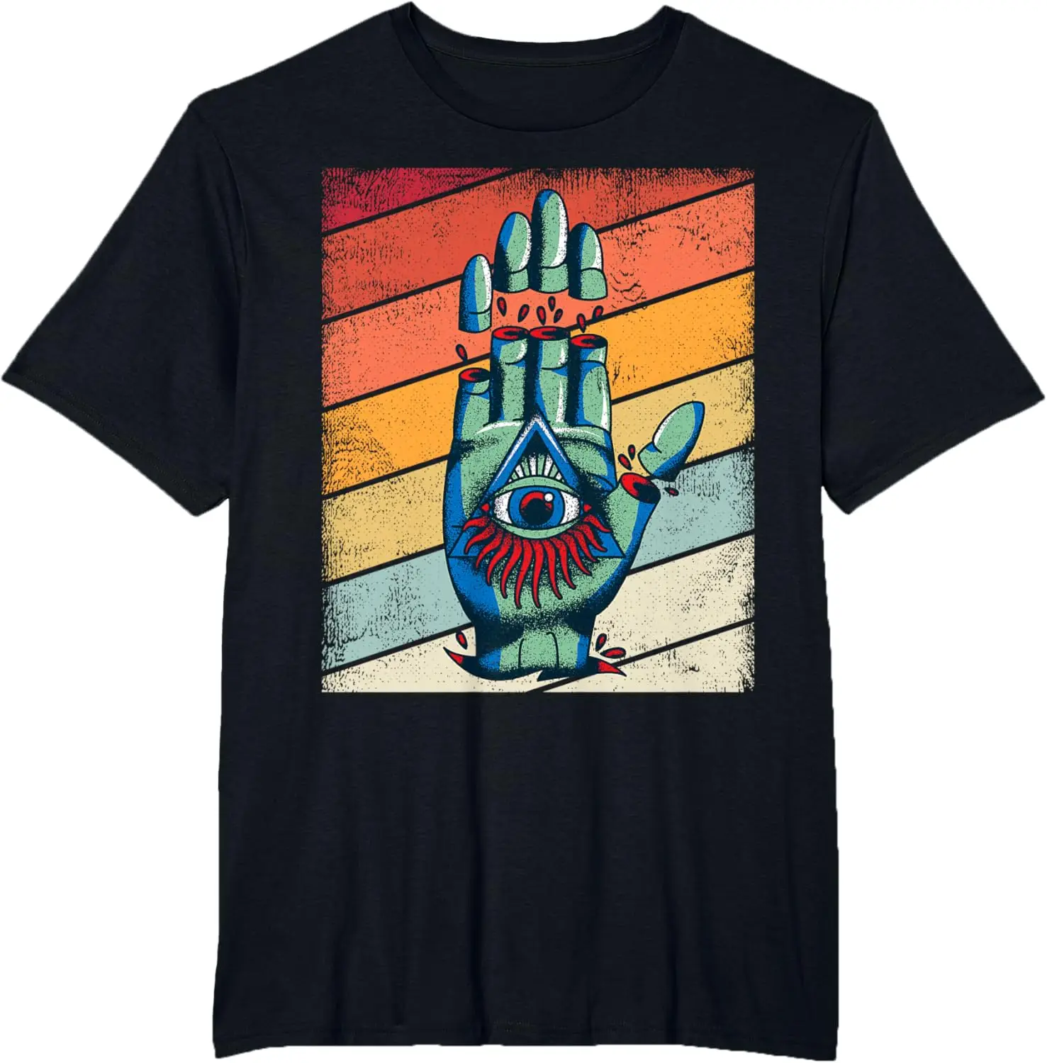 Vintage All-Seeing Eye Retro Conspiracy Gift T-Shirt 100% Cotton O-Neck Short Sleeve Casual Mens T-shirt Size S-3XL