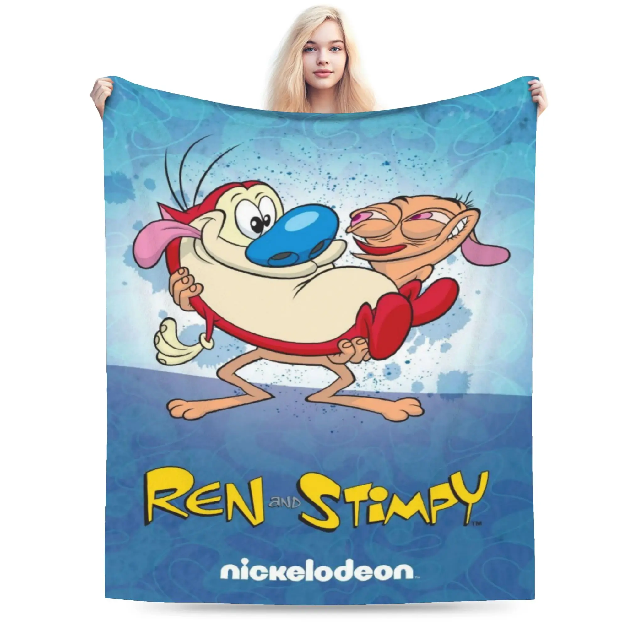 Stylish  Duo Rucksack Ren & Stimpy  Blanket Super Soft Flannel  Cozy Throw Blankets Machine Washable